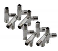 KraftWell KRW-TT14M3-10 Тройник Т-образный M1/4"-M1/4"-M1/4", 10 шт