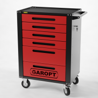 Тележка инструментальная Garopt GTH6.RED 6 ящиков КРАСНАЯ, центральный замок, увеличенные колеса, доводчики, GAROPT Серия "High", высота 1040мм