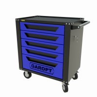 Тележка инструментальная Garopt 5 ящиков СИНЯЯ, центральный замок, увеличенные колеса, доводчики, GAROPT Серия "Standart"