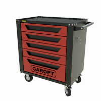 Тележка инструментальная Garopt 5 ящиков КРАСНАЯ, центральный замок, увеличенные колеса, доводчики, GAROPT Серия "Standart"