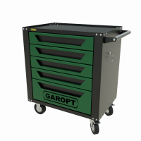 Тележка инструментальная Garopt 5 ящиков ЗЕЛЕНАЯ, центральный замок, увеличенные колеса, доводчики, GAROPT Серия "Standart" Тележка инструментальная Garopt 5 ящиков ЗЕЛЕНАЯ, центральный замок, увеличенные колеса, доводчики,  GAROPT Серия "Standart"