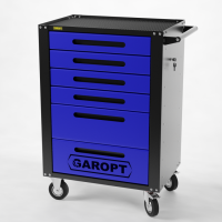 Тележка инструментальная Garopt GTH6.BLUE 6 ящиков СИНЯЯ, центральный замок, увеличенные колеса, доводчики, GAROPT Серия "High", высота 1040мм