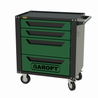 Тележка инструментальная Garopt 4 ящиков ЗЕЛЕНАЯ, центральный замок, увеличенные колеса, доводчики, GAROPT Серия "Standart"