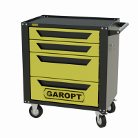 Тележка инструментальная Garopt 4 ящиков ЖЕЛТАЯ, центральный замок, увеличенные колеса, доводчики, GAROPT Серия "Standart"