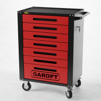 Тележка инструментальная Garopt 7 ящиков КРАСНАЯ, центральный замок, увеличенные колеса, доводчики, GAROPT Серия "High", высота 1040мм