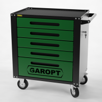 GTS5.green Тележка инструментальная Garopt 5 ящиков ЗЕЛЕНАЯ, центральный замок, увеличенные колеса, доводчики, GAROPT Серия "Standart"
