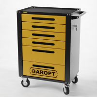 Тележка инструментальная Garopt GTH6.YELL 6 ящиков ЖЁЛТАЯ, центральный замок, увеличенные колеса, доводчики, GAROPT Серия "High", высота 1040мм