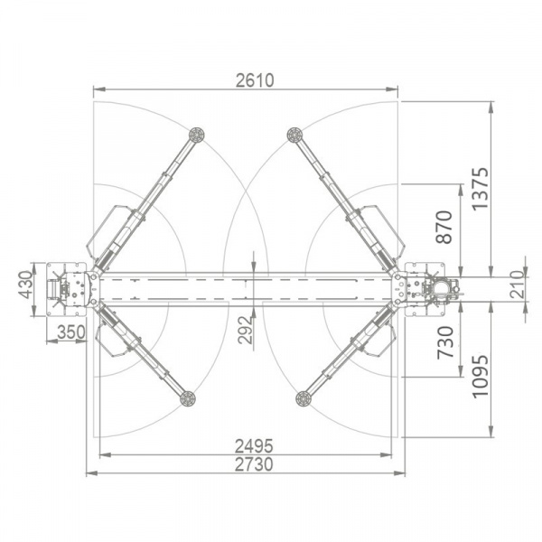 Подъемник двухстоечный электрогидравлический 4т RAL7040/7016, BRIGHT, ALPHA 40