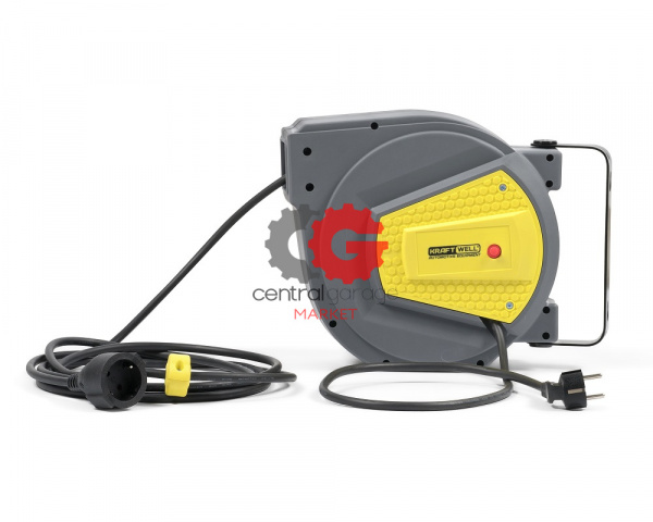 KraftWell KRW1731E Катушка электрическая, 15 м., 220 В, 3х1,5 мм2 автосмотка