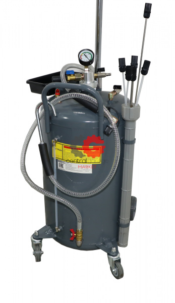 KraftWell KRW1832.80L Установка для слива и откачки масла/антифриза с круглой подъемной ванной, мобильная, объем 80 л