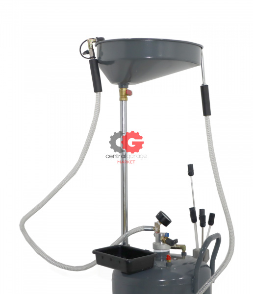 KraftWell KRW1832.80L Установка для слива и откачки масла/антифриза с круглой подъемной ванной, мобильная, объем 80 л