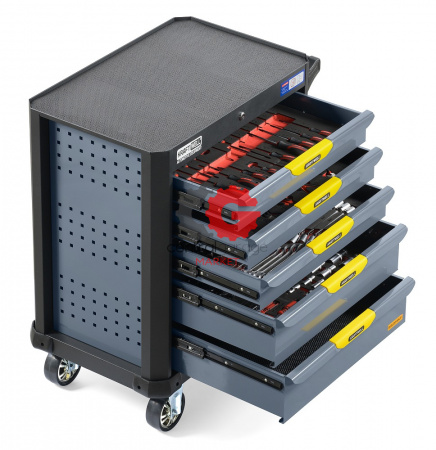KraftWell KRW-TTG+SET157 Тележка с 5 ящиками + инструмент 157 предметов