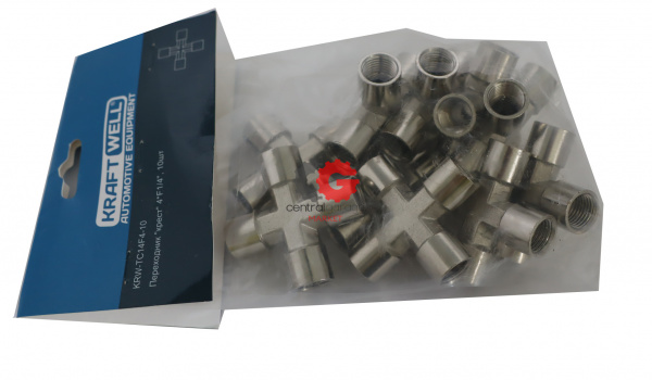 KraftWell KRW-TC14F4-10 Переходник "крест" 4*F1/4", 10 шт