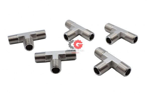 KraftWell KRW-TT14M3-5 Тройник Т-образный M1/4"-M1/4"-M1/4", 5 шт