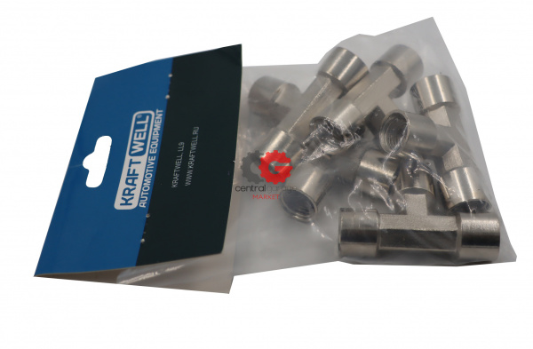 KraftWell KRW-TT14F3-5 Тройник резьбовой Т-образный F1/4" - F1/4" - F1/4", 5 шт