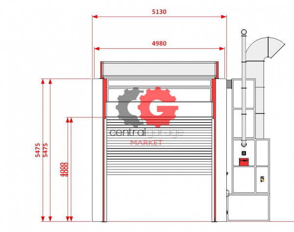 KraftWell KRW2455-TRMG Покрасочная камера 24 х 5 х 4,9 м., 120 000 м3/ч