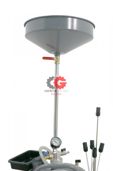 KraftWell KRW1832.80L Установка для слива и откачки масла/антифриза с круглой подъемной ванной, мобильная, объем 80 л