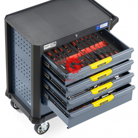 KraftWell KRW-TTG+SET157 Тележка с 5 ящиками + инструмент 157 предметов