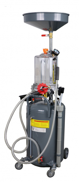 KraftWell KRW1839.80L Установка для слива и откачки масла/антифриза с подъемной ванной и мерной емкостью, мобильная