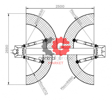 KraftWell KRW3DLM/220 Подъемник двухстоечный г/п 3200 кг. электрогидравлический