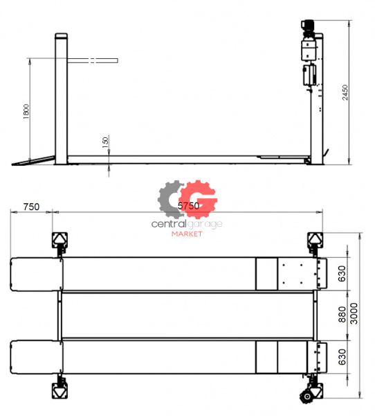 Velyen 4ED1600L Подъемник четырехстоечный г/п 5000 кг. платформы гладкие с люфт-детектором