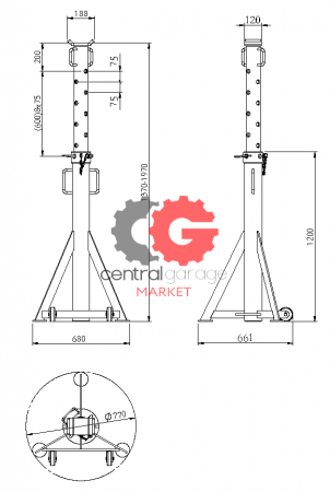 KraftWell KRW85 Стойка опорная 8500 кг