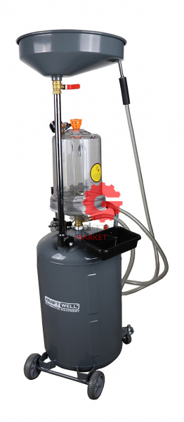 KraftWell KRW1839.80L Установка для слива и откачки масла/антифриза с подъемной ванной и мерной емкостью, мобильная