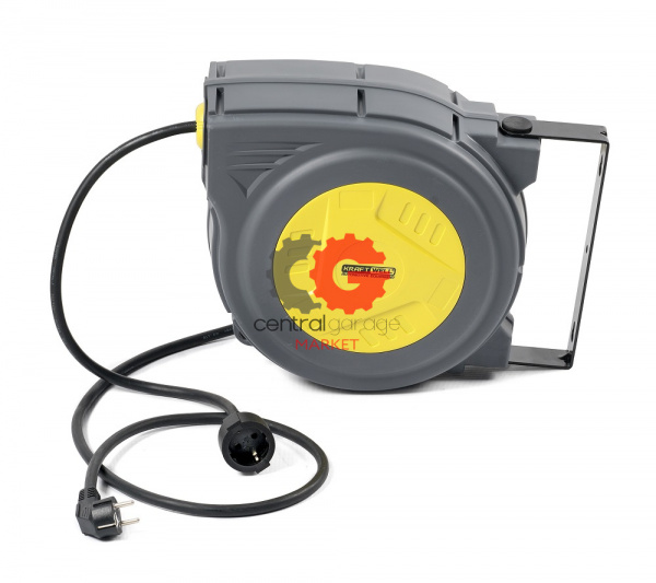 KraftWell KRW1731E1 Катушка электрическая, 15 м., 220 В, 3х2,5 мм2 автосмотка