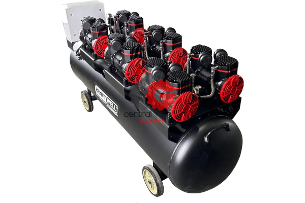 KraftWell KRW-AC1500-280L Поршневой безмасляный компрессор KraftWell 1500 л/мин, 10 бар, 280 л, 380 В