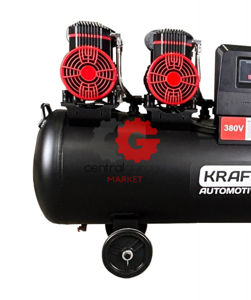 KraftWell KRW-AC1000-120L Компрессор поршневой безмасляный 1000 л/мин, 10 бар, 120 л, 380В