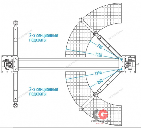 Подъемник двухстоечный, г/п 4т (220В) NORDBERG N4121B-4T_220V