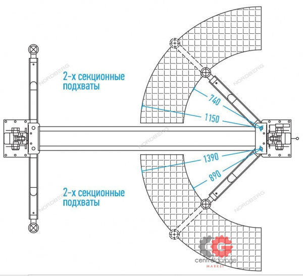 Подъемник двухстоечный, г/п 4т (220В) NORDBERG N4121B-4T_220V