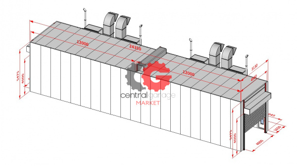 KraftWell KRW2455-TRMG Покрасочная камера 24 х 5 х 4,9 м., 120 000 м3/ч