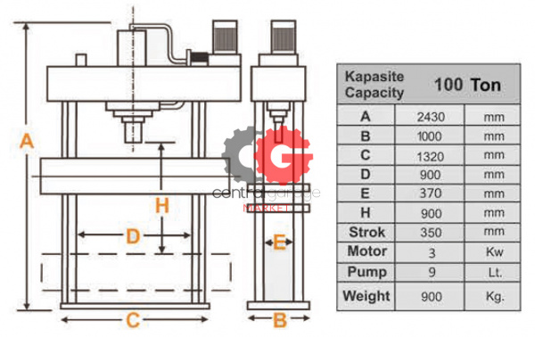 KraftWell KRWPR100ET Пресс 100 т. c электроприводом