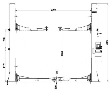 KraftWell KRW4MXL(KRW4MLS) Подъемник двухстоечный г/п 4000 кг. электрогидравлический