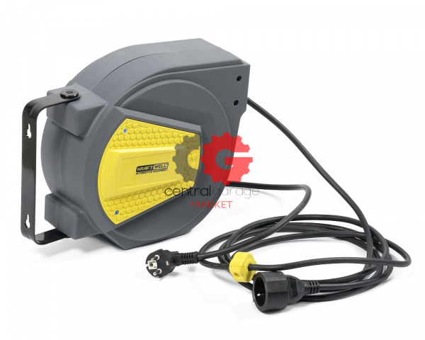 KraftWell KRW1731E Катушка электрическая, 15 м., 220 В, 3х1,5 мм2 автосмотка
