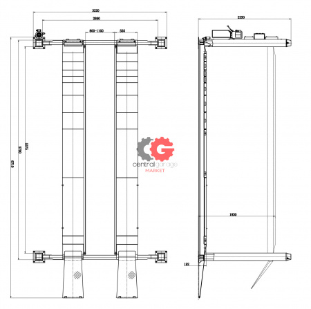 KraftWell KRW450AT Подъемник четырехстоечный г/п 4500 кг. платформы 5700 мм для сход-развала