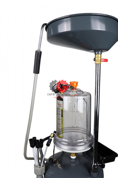 KraftWell KRW1839.80L Установка для слива и откачки масла/антифриза с подъемной ванной и мерной емкостью, мобильная