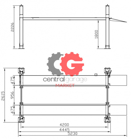 KraftWell QUATTRO 4F Подъемник комплект г/п 4 т. платформы 4200 мм гладкие