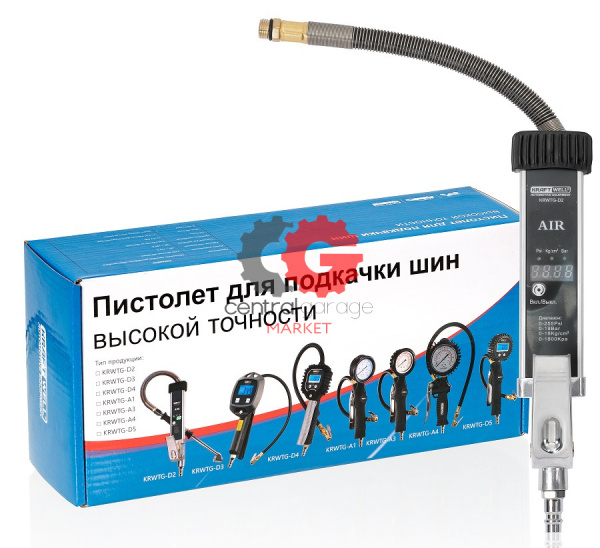 KraftWell KRWTG-D2 Пистолет с цифровым манометром для грузовых авто 18 бар